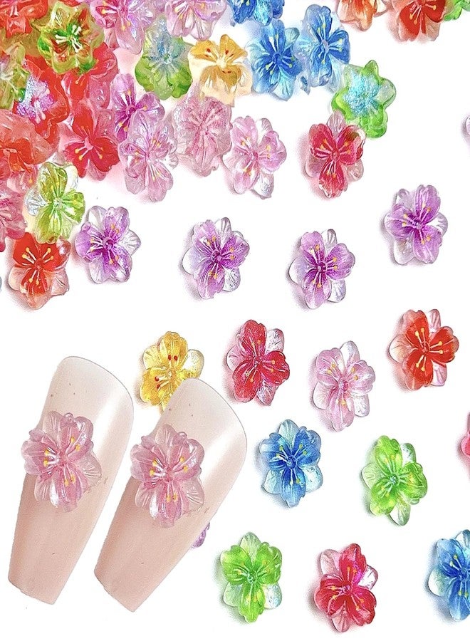 DANNEASY 100pcs Flower Nail Art Charms 3D Cute Flowers Nail Rhinestones Colorful Floral Nail Gems Diamond Spring Summer Tiny Flowers Nail Jewelry for DIY Nail Art Design Supplies - Image 1
